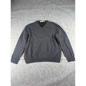 Calvin Klein Mens V Neck Merino Wool Sweater Dark Gray Size Large